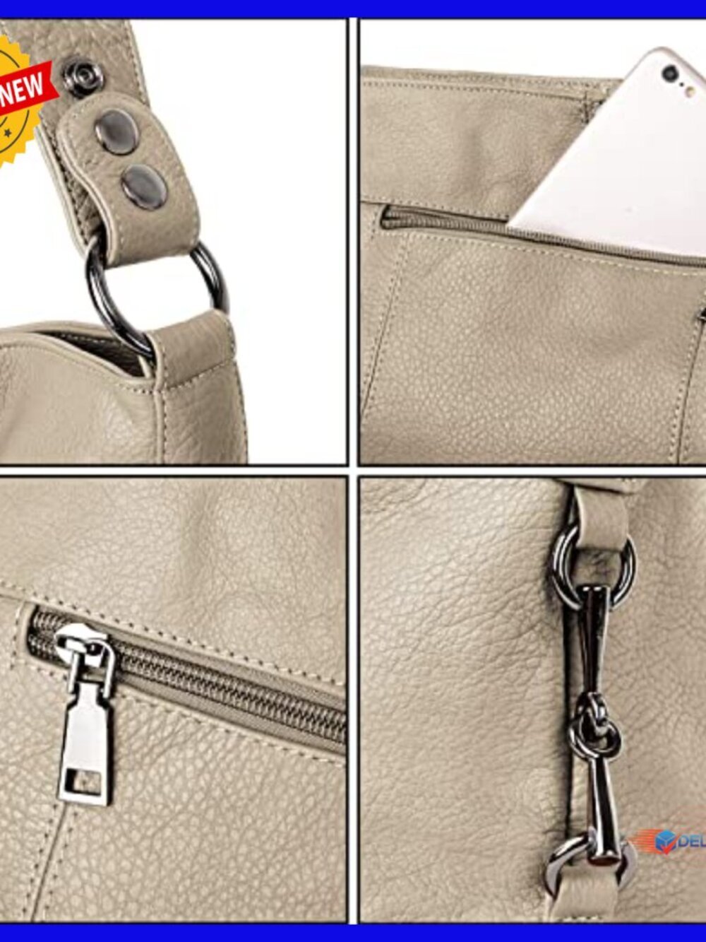 Large Genuine Leather Hobo Shoulder Bag Crossbody Travel Purse - Picture 5 of 7